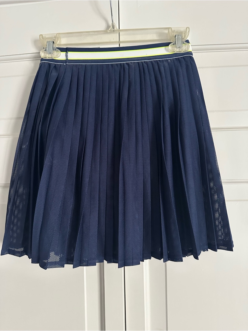 Wilson Navy Pleated Mesh Skirt with Contrast Waistband